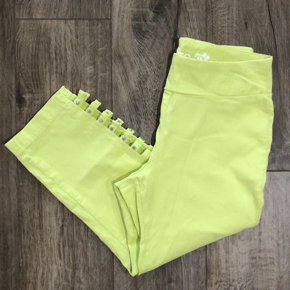 EURO ‘Queenie’ Pull-On Crop Pants w Stretch and Crystal Embellishments - Picture 4 of 8